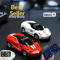 Mini voiture de course électrique RC en métal 1:64 pour télécommande double mode, jouet de drift de poche pour bureau, cadeau d'anniversaire pour garçons et enfants