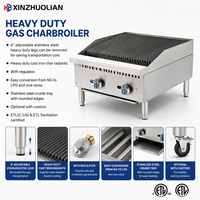 Barbecue à gaz commercial haut de gamme certifié ETL avec gril, plaque de cuisson et charbroiler, compatible gaz naturel/GPL, 2x30 000 BTU, prêt à l'emploi pour restaurants