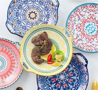 Assiette de table en céramique, de Style marocain assiette de cuisson de haute qualité avec poignée 1 pièce