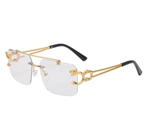 European American Trendy Frameless <b>Sunglasses</b> Leopard Head Fashionable Cut Edge UV400 Men Women Internet Celebrities Street - Product Image 6