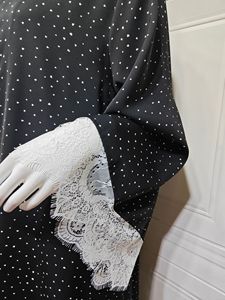 Фабрика Sharut Abaya: OEM/ODM Дубайская абайя класса люкс для Ид, исламское женское платье, скромное кимоно с кружевной отделкой и точечным узором, открытый комплект абайи - Product Image 6
