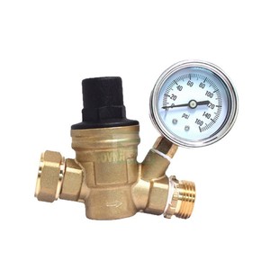 Válvula reductora de presión de agua de 1/2 pulgada, manual, con manómetro, para uso general - Product Image 1
