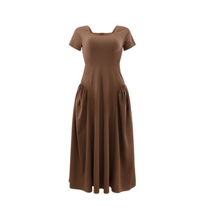 Elegante Vestido Maxi de Mujer con Pliegues, Doble Costura, Cintura Alta y Dobladillo Grande, a la Moda - Product Image 3