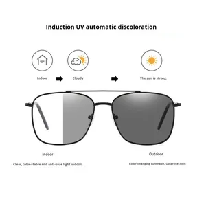 Nouvelles lunettes de lecture unisexe anti-lumière bleue, monture métallique ultra-légère, style classique rétro à double pont, motif uni, forme carrée diamantée - Product Image 3