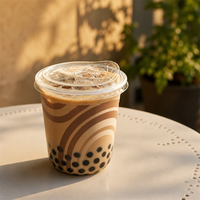 Gobelet en plastique transparent jetable personnalisé avec couvercle, prix d'usine, 9, 12, 16, 20, 24 oz, en PET, pour thé au lait à bulles Boba