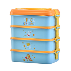 食品容器<span class=keywords><strong>2</strong></span> 3 4層長方形プラスチック製ランチボックス漫画収納ボックススタック可能ロック付き中国工場 - Product Image 6