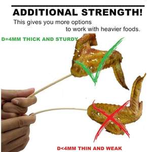 แท่งไม้ไผ่ธรรมชาติขนาด8นิ้วแพ็ค1000สำหรับย่างเคบับส์สำหรับบาร์บีคิวบรันช์ค็อกเทลผลไม้น้ำพุช็อคโกแลต - Product Image 3