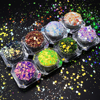 Purpurina de poliéster que cambia de color al por mayor, purpurina mixta para manualidades con resina, creación de tarjetas, decoraciones festivas que cambian de color