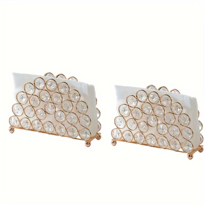 Porte-mouchoirs vertical ovale en cristal doré, style minimaliste moderne, pour restaurant, hôtel, club, ornements métalliques, fabriqué en Chine - Product Image 2