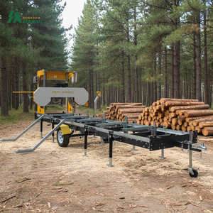 Factory Price <strong>Portable</strong> Horizontal Log <strong>Band</strong> Sawmill for Woodworking Machine Gasoline Engine Bandsaw Mill with Mobile Trailer - Product Image 1