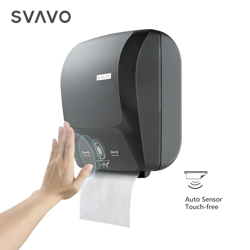 Dispensador de toallas de papel con sensor infrarrojo automático para cocina, caja de soporte para servilletas, rollo de mano, montado en la pared