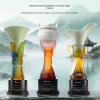 Trophée artisanal en céramique émaillée Liuli, culture traditionnelle chinoise personnalisée, ornement commémoratif pour anniversaire d'entreprise