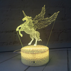 <span class=keywords><strong>Licorne</strong></span> Cheval Volant Pégase 3D Fissure Lampe atmosphère Animaux Capteur Tactile A Mené La Lampe De Lumière De Nuit - Product Image 2