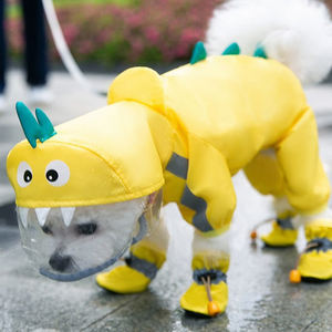 개 비옷 조정 가능한 개 비 재킷 투명 후드 방수 개 비 코트 판초 반사 보관 포켓 - Product Image 1