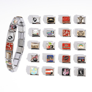 Pulsera Modular de Acero Inoxidable con Dijes, Accesorio de Joyería Unisex para Fiestas, Cadena con Diseño de Bola de Billar Estilo Hip Hop - Product Image 1