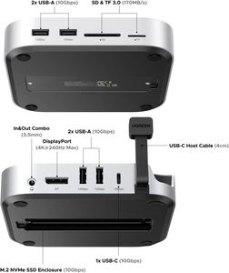 Station d'accueil USB <span class=keywords><strong>UGREEN</strong></span> 10 en 1 avec hub DP, boîtier SSD <span class=keywords><strong>M</strong></span>.<span class=keywords><strong>2</strong></span> NVMe, 4K 144Hz, USB 10G, ports USB A/C, lecteurs de cartes SD/TF et audio pour Mac mini M4 - Product Image 2