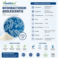 Poudre de probiotiques Bifidobacterium Adolescentis lyophilisée, souches blanches documentées pour capsules et sachets, qualité alimentaire