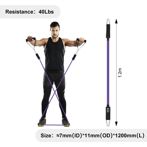 Resistance <b>Bands</b> with Handles, 5-Level Exercise <b>Bands</b> for <b>Workout</b> | Natural latex,10-50 lbs, stackable to 150,Ankle Straps, Door - Product Image 4