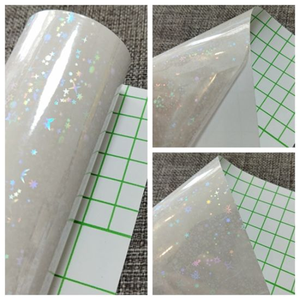 Película de Superposición Holográfica A4, Hoja de Vinilo para Laminación en Frío, Adhesivo Autoadherible Transparente con Diseño de Estrella Holográfica - Product Image 4