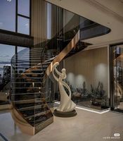 Escalier Courbé de Luxe pour Villa, Escalier Moderne en Arc, Escalier Courbé Personnalisé