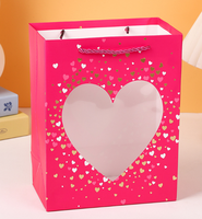 Valentijnsdag papieren tassen met hartjespatroon, cadeauzakjes met gouden folie, feestzakjes voor bruiloft, jubileum, verjaardag