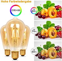 Ampoule LED à filament Edison rétro vintage décorative, globe ambré, dimmable, 4W 6W 8W E26 E27 ST58 ST64