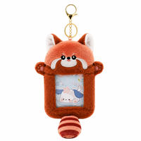 Porte-clés en peluche Panda Rouge, porte-cartes, écologique, durable, animal mignon, peluche douce, logo personnalisé, personnalisable, pour femmes, filles, sac à dos