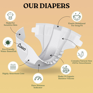 OEM China Ecológico Biodegradable Desechable Bebé Pañal de bambú Antifugas Características del fabricante para el cuidado del bebé - Product Image 3