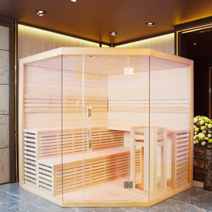 Design attrayant Sauna à vapeur traditionnel en bois pour 4 personnes Sauna extérieur et douche avec verre panoramique - Product Image 1