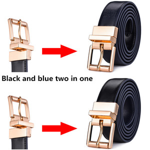<span class=keywords><strong>Ceinture</strong></span> Femme Nouveau Design 2.8CM Noir et Bleu Ceintures Réversibles en Cuir Véritable pour Femmes avec <span class=keywords><strong>Boucle</strong></span> Tournante - Product Image 2