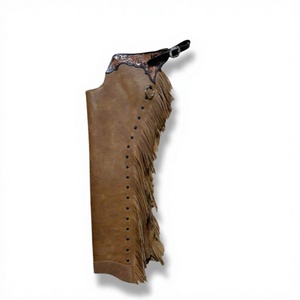 Cuissardes de Rodeo en Cuir Western avec Entrejambe Orné pour Homme – Vêtement d'Équitation Longueur Intégrale Taille Moyenne - Product Image 1