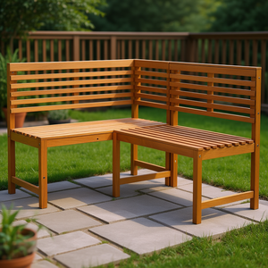 Banc d'angle de patio en bois d'acacia massif, 55,1 pouces, mobilier d'extérieur moderne et durable pour jardin et terrasse - Product Image 3