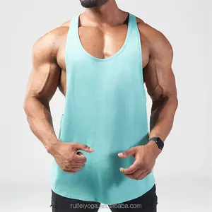 OEM Custom Logo Summer Men's Bamboo Cotton Gym Sportswear Vintage Singlets Stringer Bodybuilding Fitness Gym Sleeveless Tank Top