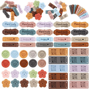 Youjia Suede Leather Label Rectangle Two-Hole Embossed Handmade Heart <b>Clothing</b> Apparel <b>Tags</b> - Product Image 5