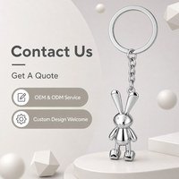 Chaîne courte à anneau fendu en métal poli miroir, motif lapin mignon, haute qualité, couleurs personnalisées, vente en gros pour porte-clés, directement de l'usine