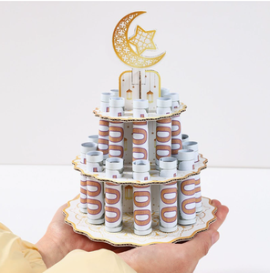 DAMAI Eid Mubarak Porte-argent en papier imprimé double face Or Blanc Lune Étoile, Décoration de table pour le Festival du Ramadan et les fêtes - Product Image 3