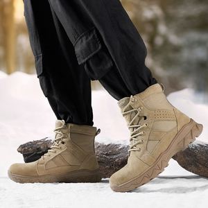 Botas de Nieve para Hombre, de Piel Vacuna, Tipo Botín, para Exteriores |   Forro polar de lana pura, grueso y de gran tamaño |   Antideslizante, Cálido y Ligero - Product Image 2