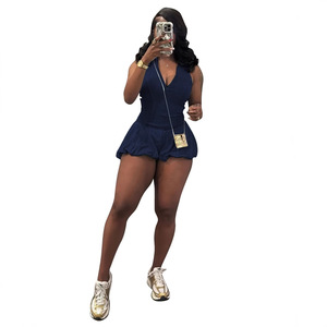Nuovi arrivi estivi da <span class=keywords><strong>donna</strong></span> senza maniche con colletto Turndown tuta uno pezzo con cerniera anteriore tuta Casual da <span class=keywords><strong>donna</strong></span> - Product Image 3