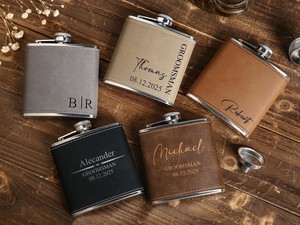 Personalizada <span class=keywords><strong>para</strong></span> Padrinos de <span class=keywords><strong>Boda</strong></span>, <span class=keywords><strong>Regalos</strong></span> <span class=keywords><strong>para</strong></span> el Padrino, Petaca de Cuero de 6 oz <span class=keywords><strong>para</strong></span> Padrinos de <span class=keywords><strong>Boda</strong></span> - Product Image 3