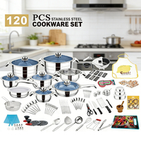 Ensemble de 140 ustensiles de cuisine en acier inoxydable, vente chaude, avec bords larges, casseroles à soupe et à bouillon, ustensiles de cuisine, ustensiles de cuisson