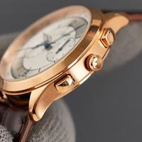 Montre-bracelet pour homme de style designer OEM, cadran sectoriel, chronographe automatique, tachymètre, verre saphir, boîtier en acier, bracelet en cuir marron, 40 mm