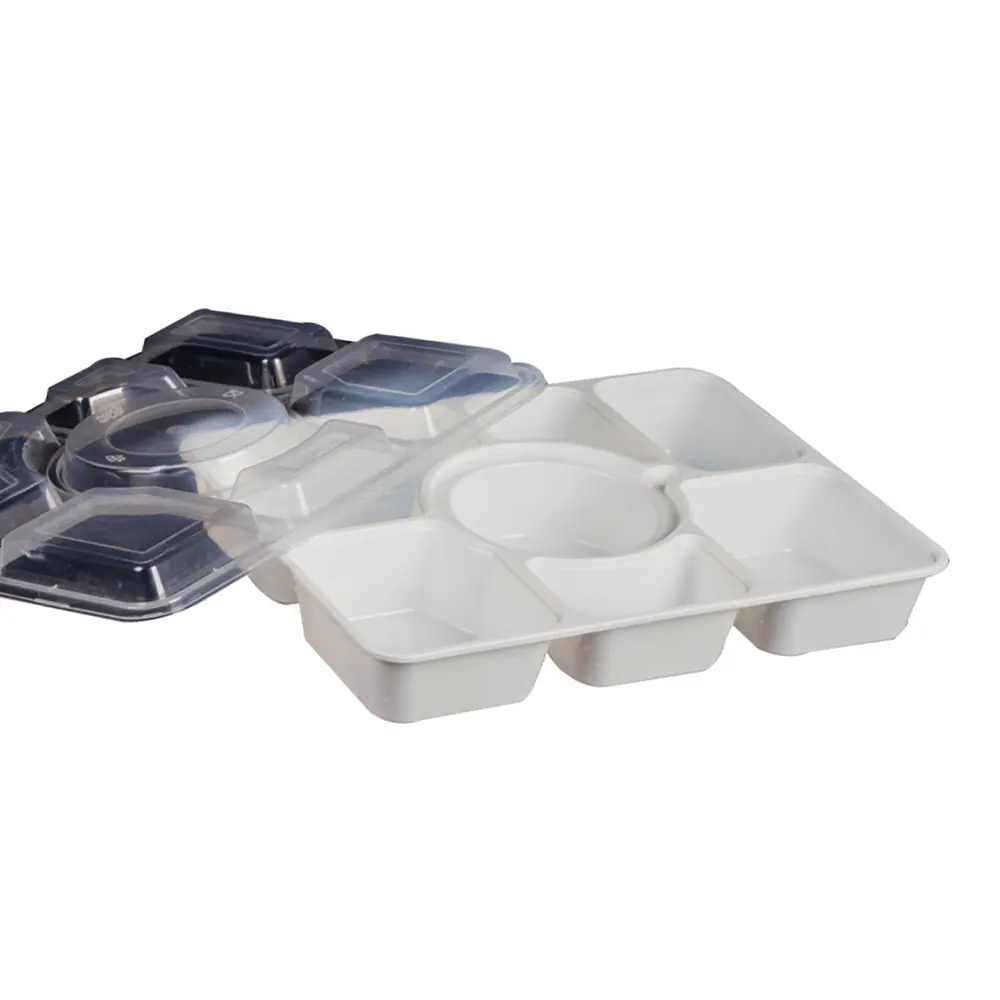 Recipientes descartáveis para tomada, recipientes de plástico descartáveis para almoço, material de segurança saudável