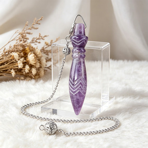 Pendentif pendule en cristal naturel, sceptre rétro, pierre de guérison pour la radiesthésie, la divination, le yoga, la méditation, bijoux Thoth - Product Image 3