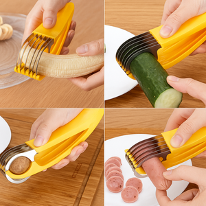 Thép không gỉ 6 lưỡi Hướng dẫn sử dụng chuối <span class=keywords><strong>Slicer</strong></span> PP xử lý đa Trái Cây Rau Chopper nhiệm vụ nặng nề di động bền vững máy rửa chén - Product Image 2