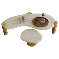 Table basse en pierre naturelle de luxe, style italien minimaliste moderne, design créatif, pour grands appartements, meubles de salon SG099
