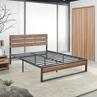 Queen Simple fer bois cadre de lit Style industriel Durable caractéristique peu encombrante pour la maison chambre salon usine en gros