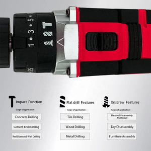 Bộ máy khoan tác động không dây 18V dùng pin Lithium, cầm tay, sạc lại được, tốc độ kép 13mm, mô-men xoắn 45N.m, khuyến mãi nóng - Product Image 3