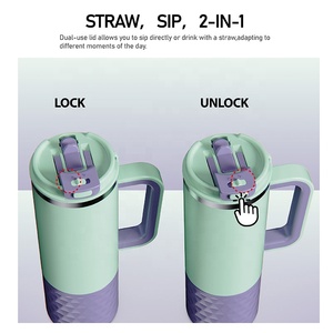BPA-vrije roestvrijstalen 24oz vacuüm geïsoleerde herbruikbare reiswaterfles met handvat en deksel, duurzaam en milieuvriendelijk - Product Image 4