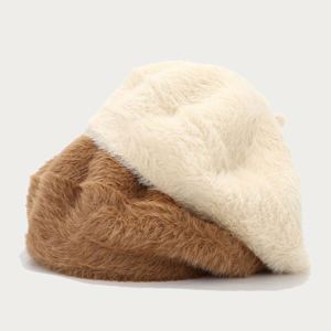 Fashion Thickened Warm Mink Velvet Beret <b>Hat</b> Retro Simple Solid Color Furry Beret <b>Hat</b> <b>for</b> Women - Product Image 1