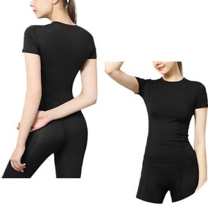 T-shirts de sport personnalisés pour femmes en gros, vêtements de yoga respirants, vêtements de sport ajustés, hauts à manches courtes pour la course à pied et le fitness - Product Image 6